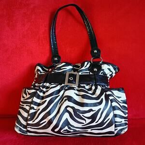 Vintage Zebra Print Hobo Handbag Belted Y2K Purse Lined Animal Print Bag Chateau